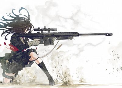 school uniforms, snipers, anime, simple background, Kozaki Yusuke, original characters - random desktop wallpaper