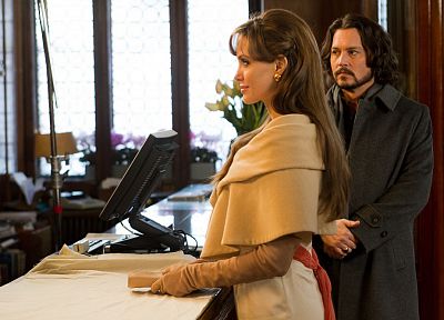 movies, Angelina Jolie, film, The Tourist, Johnny Depp - related desktop wallpaper