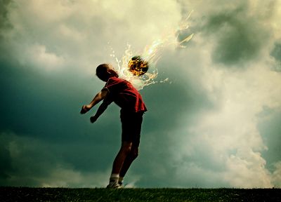 fire, soccer, children - desktop wallpaper