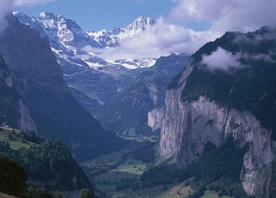 mountains, clouds, landscapes, valleys, cliffs - duplicate desktop wallpaper