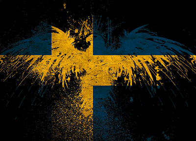 Sweden, eagles, flags - random desktop wallpaper