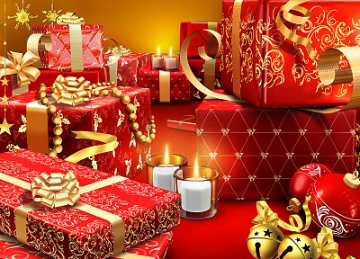 red, Christmas, gifts, holidays, ornaments - random desktop wallpaper