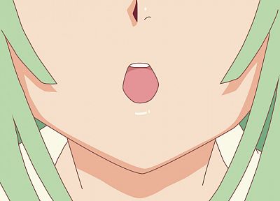 mouth, Bakemonogatari, green hair, Sengoku Nadeko, Monogatari series - desktop wallpaper