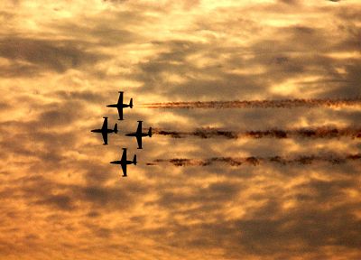 sunset, aircraft, military, fly, planes, vehicles, contrails - random desktop wallpaper