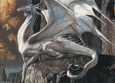 dragons, fantasy art, Ciruelo - random desktop wallpaper