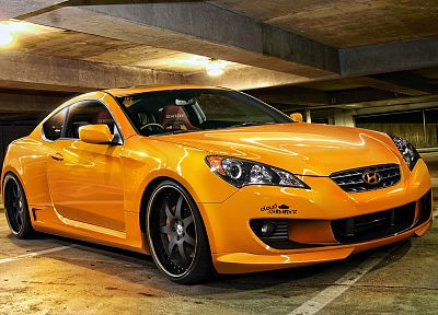 cars, vehicles, Hyundai, Hyundai Genesis, orange cars - duplicate desktop wallpaper