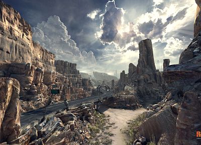 canyon, desert road, Rage (Video Game) - related desktop wallpaper