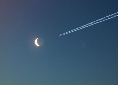airplanes, Moon - desktop wallpaper