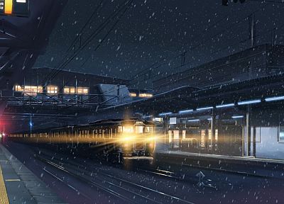 snow, trains, Makoto Shinkai, train stations, scenic, 5 Centimeters Per Second, vehicles - related desktop wallpaper