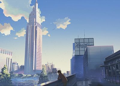cityscapes, architecture, buildings, downtown, Makoto Shinkai, lonely, 5 Centimeters Per Second, anime - related desktop wallpaper