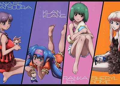 Macross, Macross Frontier, anime, anime girls, Lee Ranka, Nome Sheryl, Klan Klang - duplicate desktop wallpaper