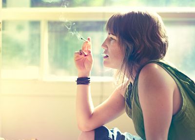 women, smoke, cigarettes - desktop wallpaper