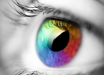 close-up, eyes, rainbows, selective coloring - related desktop wallpaper