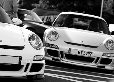 Porsche, cars, monochrome - random desktop wallpaper