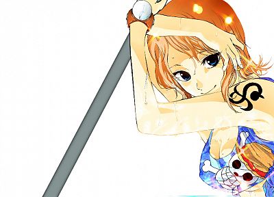One Piece (anime), simple background, Nami (One Piece) - random desktop wallpaper