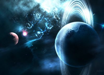 outer space, planets, rings - random desktop wallpaper