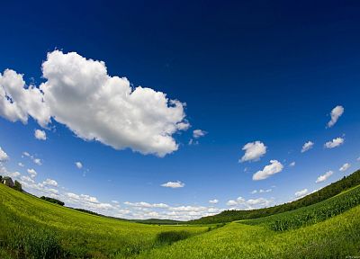 clouds, landscapes, fields, fisheye effect - random desktop wallpaper
