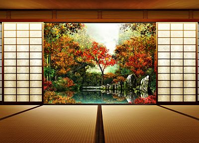 garden, houses, Japanese - duplicate desktop wallpaper