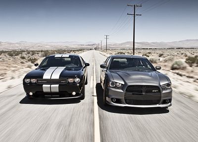 cars, muscle cars, Dodge Challenger, Dodge Charger, Dodge Challenger SRT8 - random desktop wallpaper
