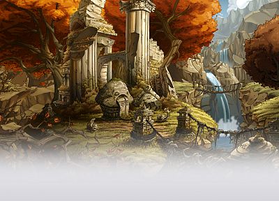landscapes, stones, mushrooms, imagination, waterfalls - desktop wallpaper