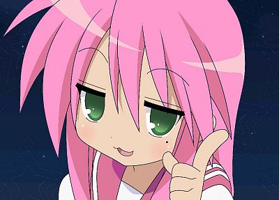 Lucky Star, school uniforms, pink hair, Izumi Konata - desktop wallpaper