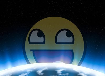 outer space, planets, Awesome Face - random desktop wallpaper