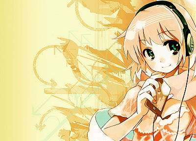 headphones, anime, anime girls - desktop wallpaper