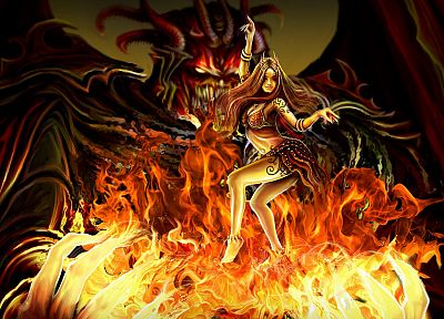 wings, fire, horns, devil - random desktop wallpaper