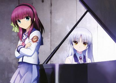 piano, Angel Beats!, school uniforms, Tachibana Kanade, anime, Nakamura Yuri, anime girls - related desktop wallpaper