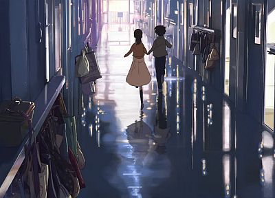 school, Makoto Shinkai, hallway, 5 Centimeters Per Second - related desktop wallpaper