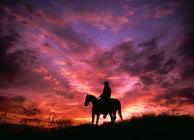 sunset, cowboys - random desktop wallpaper