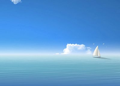 water, ocean, clouds, birds, sail, ships, vehicles, sea - related desktop wallpaper