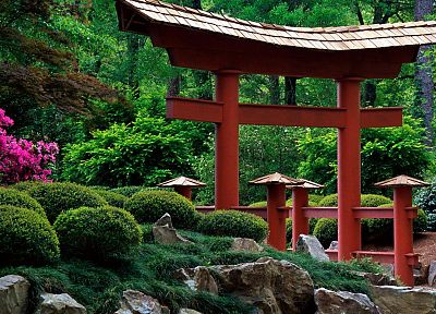 garden, Alabama, torii, Japanese architecture - random desktop wallpaper