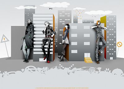 buildings, Dogs: Bullets and Carnage, anime, Heine Rammsteiner, Badou Nails, selective coloring, Fuyumine Naoto, vector art, Mihai Mihaeroff - desktop wallpaper
