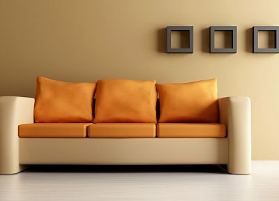 couch, orange - random desktop wallpaper