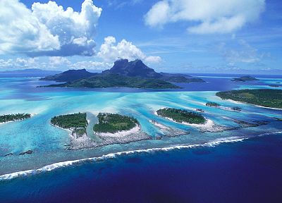 ocean, clouds, landscapes, nature, islands, skyscapes, Bora Bora - related desktop wallpaper