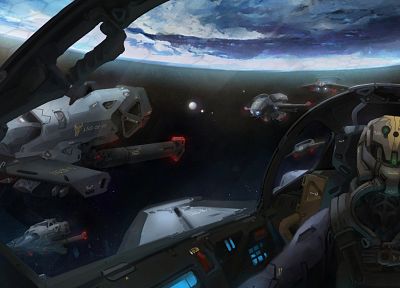 outer space, planets, spaceships, artwork, vehicles - desktop wallpaper