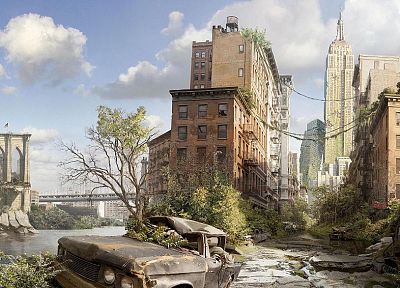 post-apocalyptic, New York City - random desktop wallpaper