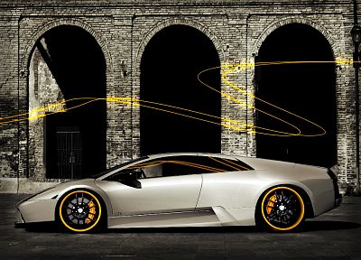 cars, Lamborghini Murcielago, photo manipulation - duplicate desktop wallpaper