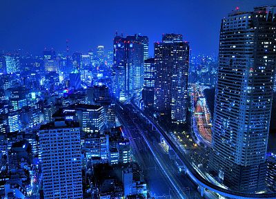 Japan, Tokyo, cityscapes, night, buildings, city lights - desktop wallpaper