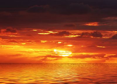 sunset, clouds, Sun, sea - desktop wallpaper