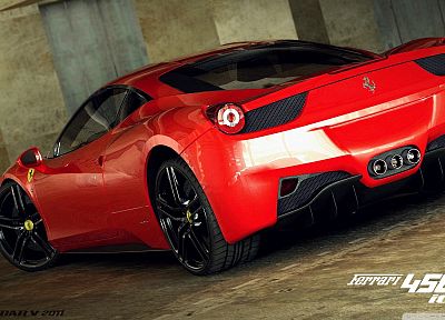 cars, vehicles, supercars, Ferrari 458 Italia, red cars, 3D - duplicate desktop wallpaper