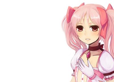 pink hair, Mahou Shoujo Madoka Magica, Kaname Madoka, anime, pink eyes, simple background, anime girls - desktop wallpaper