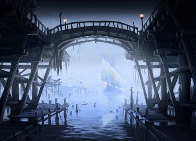 video games, ships, boats, vehicles, sailboats, Bethesda Softworks, The Elder Scrolls V: Skyrim, harbours - related desktop wallpaper
