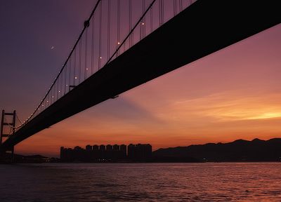 sunset, landscapes, bridges - duplicate desktop wallpaper