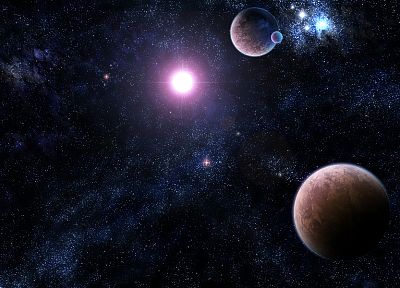 Sun, outer space, stars, planets, Moon, violet, nebulae - related desktop wallpaper
