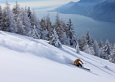 mountains, landscapes, winter, ski, lakes - random desktop wallpaper