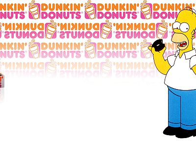 Homer Simpson, donuts, The Simpsons, Dunkin' Donuts - random desktop wallpaper