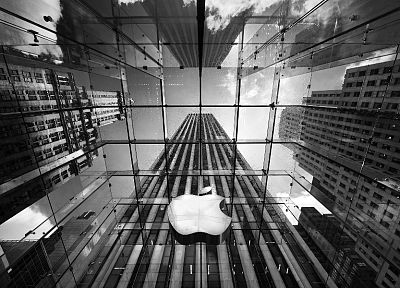 Apple Inc., Mac, architecture, buildings, grayscale, monochrome - desktop wallpaper