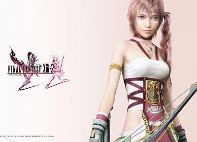 blue eyes, Final Fantasy XII, pink hair, Serah Farron, bow (weapon) - desktop wallpaper